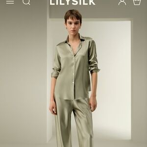 Lilysilk Timeless Silk Charmeuse Shirt Size L